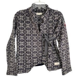 Odd Molly Lovely Knit Fair Isle Wool Sweater Wrap Tie Cardigan Anthropologie Med